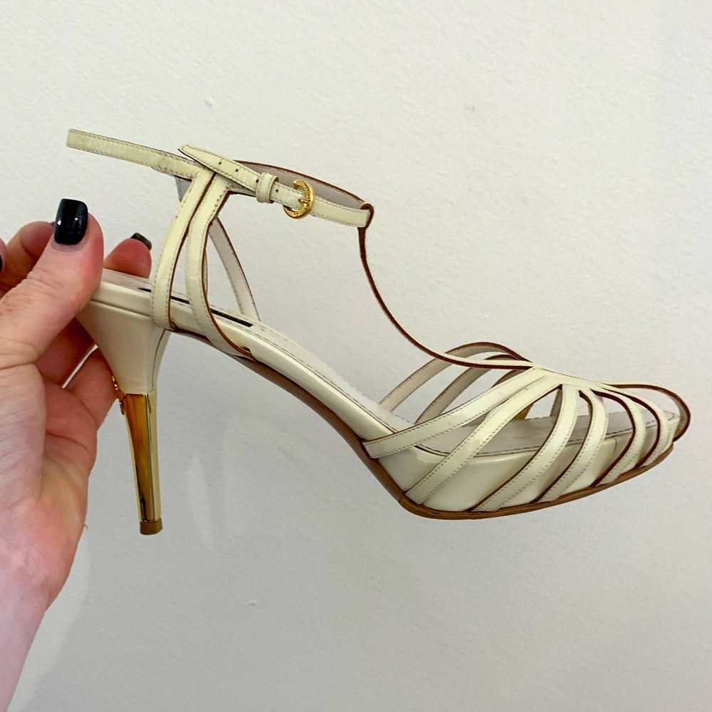 EUC Women's Louis Vuitton Leather Horizon High Heeled Sandals in White - Picture 4 of 8